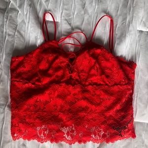 Red Guess Strappy Cropped Tank Top/Camisole